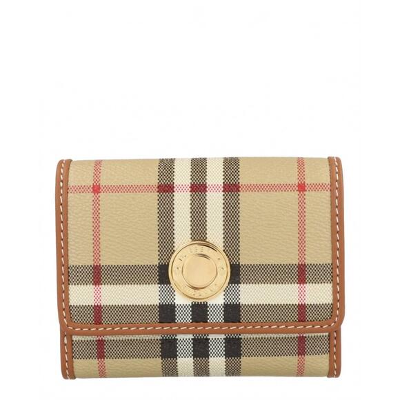 BURBERRY Handbags - NEW BURBERRY women's lancaster check trifold wallet in archive beige